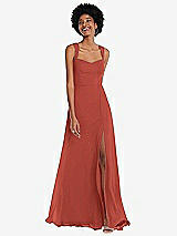 Front View Thumbnail - Amber Sunset Contoured Wide Strap Sweetheart Maxi Dress