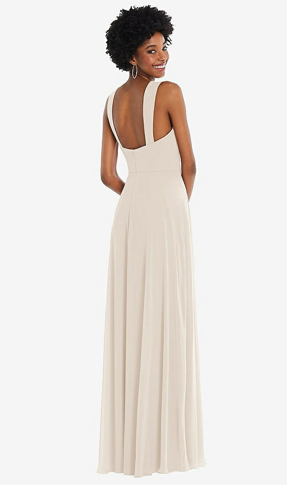 Back View - Oat Contoured Wide Strap Sweetheart Maxi Dress