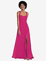Front View Thumbnail - Think Pink Contoured Wide Strap Sweetheart Maxi Dress