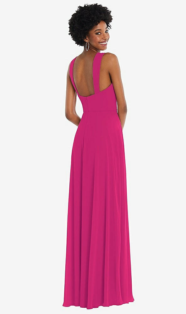 Back View - Think Pink Contoured Wide Strap Sweetheart Maxi Dress