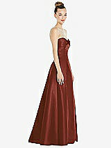 Side View Thumbnail - Auburn Moon Bow Cuff Strapless Satin Ball Gown with Pockets