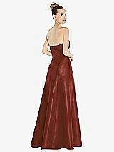 Rear View Thumbnail - Auburn Moon Bow Cuff Strapless Satin Ball Gown with Pockets