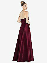 Rear View Thumbnail - Cabernet Bow Cuff Strapless Satin Ball Gown with Pockets