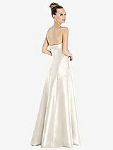 Rear View Thumbnail - Ivory Bow Cuff Strapless Satin Ball Gown with Pockets