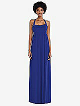 Alt View 4 Thumbnail - Cobalt Blue Convertible Tie-Shoulder Empire Waist Maxi Dress