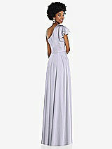 Rear View Thumbnail - Silver Dove Draped One-Shoulder Flutter Sleeve Maxi Dress with Front Slit