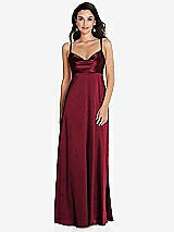 Front View Thumbnail - Burgundy Cowl-Neck Empire Waist Maxi Dress with Adjustable Straps