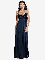 Front View Thumbnail - Midnight Navy Cowl-Neck Empire Waist Maxi Dress with Adjustable Straps