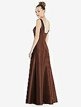 Rear View Thumbnail - Cognac Sleeveless Square-Neck Princess Line Gown with Pockets