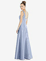 Rear View Thumbnail - Sky Blue Sleeveless Square-Neck Princess Line Gown with Pockets