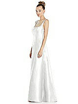 Side View Thumbnail - White Sleeveless Square-Neck Princess Line Gown with Pockets