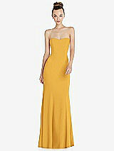 Front View Thumbnail - NYC Yellow Strapless Princess Line Crepe Mermaid Gown
