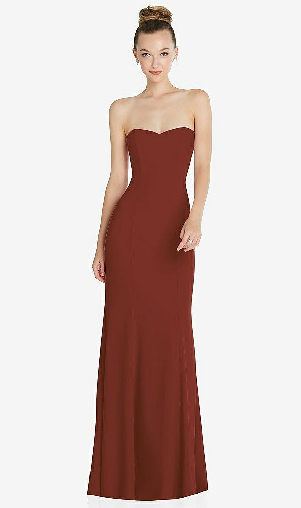 Front View - Auburn Moon Strapless Princess Line Crepe Mermaid Gown
