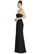 Side View Thumbnail - Black Strapless Princess Line Crepe Mermaid Gown