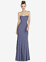 Front View Thumbnail - French Blue Strapless Princess Line Crepe Mermaid Gown