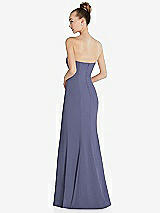 Rear View Thumbnail - French Blue Strapless Princess Line Crepe Mermaid Gown