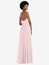 Rear View Thumbnail - Ballet Pink Scoop Neck Convertible Tie-Strap Maxi Dress with Front Slit
