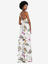 Rear View Thumbnail - Butterfly Botanica Ivory Scoop Neck Convertible Tie-Strap Maxi Dress with Front Slit