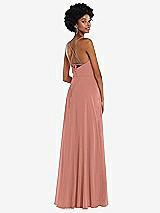 Rear View Thumbnail - Desert Rose Scoop Neck Convertible Tie-Strap Maxi Dress with Front Slit