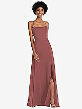 Front View Thumbnail - English Rose Scoop Neck Convertible Tie-Strap Maxi Dress with Front Slit
