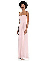 Side View Thumbnail - Ballet Pink Strapless Sweetheart Maxi Dress with Pleated Front Slit 