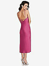 Rear View Thumbnail - Tea Rose Open-Back Convertible Strap Midi Bias Slip Dress