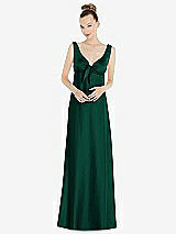 Alt View 1 Thumbnail - Hunter Green Convertible Strap Empire Waist Satin Maxi Dress
