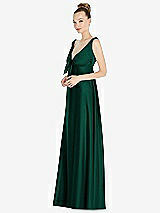 Front View Thumbnail - Hunter Green Convertible Strap Empire Waist Satin Maxi Dress