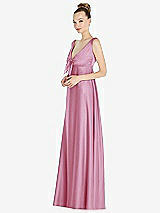 Front View Thumbnail - Powder Pink Convertible Strap Empire Waist Satin Maxi Dress