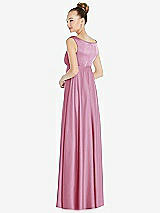 Rear View Thumbnail - Powder Pink Convertible Strap Empire Waist Satin Maxi Dress