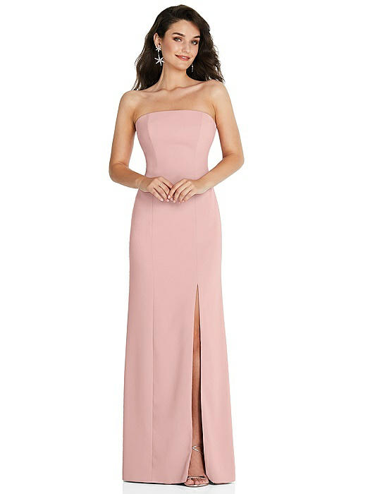 Strapless Scoop Back Maxi Dress with Front Slit