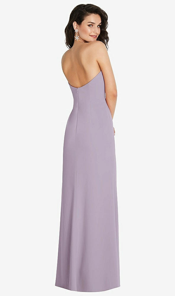 Back View - Lilac Haze Strapless Scoop Back Maxi Dress with Front Slit