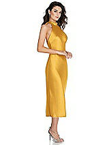 Side View Thumbnail - NYC Yellow Scarf Tie High-Neck Halter Midi Slip Dress