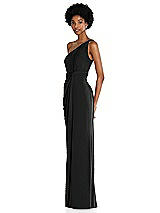 Side View Thumbnail - Black One-Shoulder Twist Draped Maxi Dress