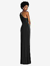 Rear View Thumbnail - Black One-Shoulder Twist Draped Maxi Dress