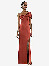 Front View Thumbnail - Amber Sunset Twist Cuff One-Shoulder Princess Line Trumpet Gown