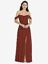 Front View Thumbnail - Auburn Moon Off-the-Shoulder Draped Sleeve Maxi Dress with Front Slit