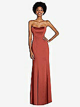 Front View Thumbnail - Amber Sunset Strapless Princess Line Lux Charmeuse Mermaid Gown