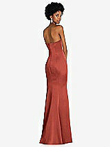 Rear View Thumbnail - Amber Sunset Strapless Princess Line Lux Charmeuse Mermaid Gown