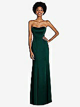 Front View Thumbnail - Evergreen Strapless Princess Line Lux Charmeuse Mermaid Gown