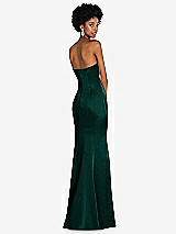Rear View Thumbnail - Evergreen Strapless Princess Line Lux Charmeuse Mermaid Gown