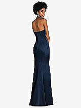 Rear View Thumbnail - Midnight Navy Strapless Princess Line Lux Charmeuse Mermaid Gown
