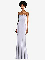 Side View Thumbnail - Silver Dove Strapless Princess Line Lux Charmeuse Mermaid Gown