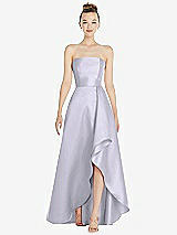 Alt View 1 Thumbnail - Silver Dove Strapless Satin Gown with Draped Front Slit and Pockets
