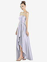 Alt View 2 Thumbnail - Silver Dove Strapless Satin Gown with Draped Front Slit and Pockets