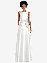 Front View Thumbnail - White Jewel-Neck V-Back Maxi Dress with Mini Sash