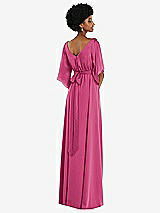 Rear View Thumbnail - Tea Rose Asymmetric Bell Sleeve Wrap Maxi Dress with Front Slit