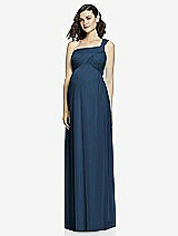 Front View Thumbnail - Sofia Blue One-Shoulder Asymmetrical Draped Wrap Maternity Dress