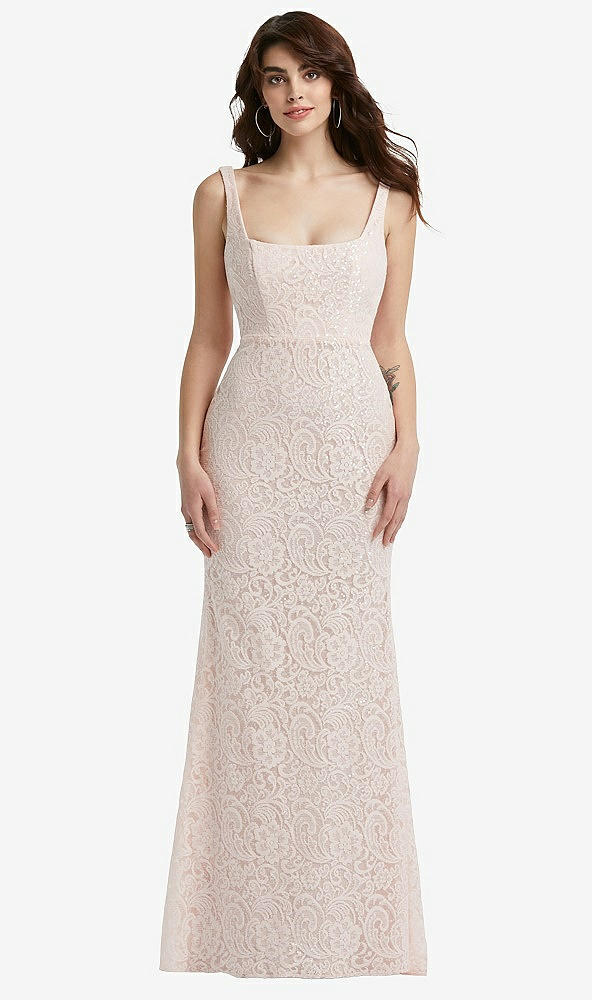 Front View - Ivory Scoop Back Sequin Lace Trumpet Gown