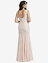 Rear View Thumbnail - Ivory Scoop Back Sequin Lace Trumpet Gown